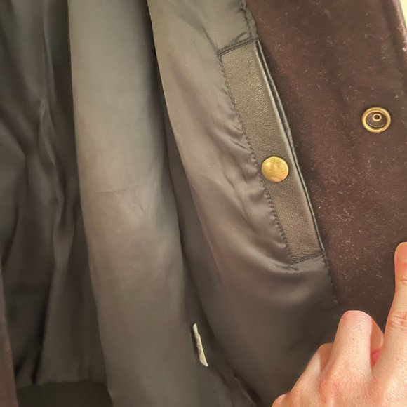 Men's CLUB MONACO XS Burgundy Wool & Black Leather Bomber Jacket Extra Small - Picture 7 of 9